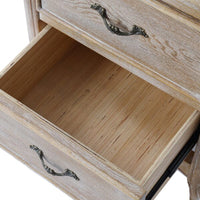 Bedside Table Oak Wood Plywood Veneer White Washed Finish Storage Drawers Kings Warehouse 