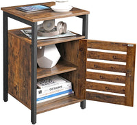 Bedside Table with 2 Adjustable Shelves Steel Frame 40 x 40 x 60 cm Rustic Brown and Black bedroom furniture Kings Warehouse 