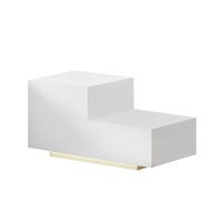 Bedside Tables 2 Drawers Side Table RGB LED High Gloss Nightstand White Kings Warehouse 