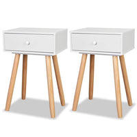Bedside Tables 2 pcs Solid Pinewood 40x30x61 cm White Kings Warehouse 