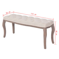 Bench Linen Solid Wood 110x38x48 cm Cream White Kings Warehouse 