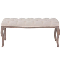 Bench Linen Solid Wood 110x38x48 cm Cream White Kings Warehouse 
