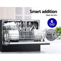 Benchtop Dishwasher 6 Place Setting Counter Bench Top Dish Washer Black Kings Warehouse 