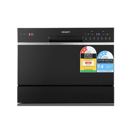 Benchtop Dishwasher 6 Place Setting Counter Bench Top Dish Washer Black Kings Warehouse 