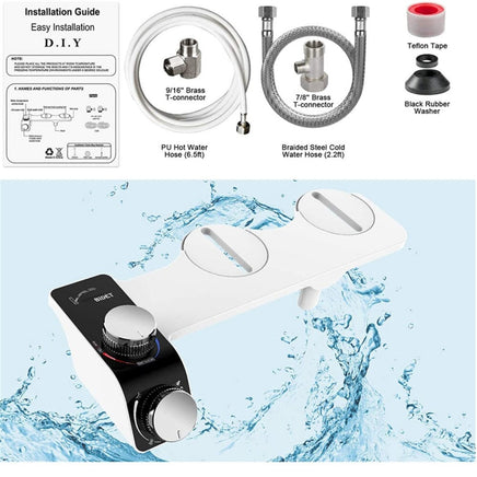 Bidet Toilet Seat Dual Nozzles Self-Cleaning Wash Hot Cold Mixer Water Sprayer Kings Warehouse 