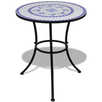 Bistro Table Blue and White 60 cm Mosaic Kings Warehouse 