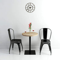 Bistro Table MDF and Steel Round 60x75 cm Oak Colour Kings Warehouse 
