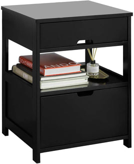 Black Bedside Table with 2 Drawers bedroom furniture Kings Warehouse