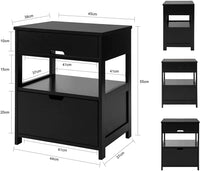 Black Bedside Table with 2 Drawers bedroom furniture Kings Warehouse 