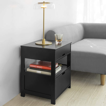 Black Bedside Table with 2 Drawers bedroom furniture Kings Warehouse 