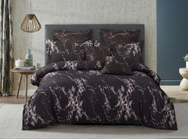 Black Marble Queen Size Duvet Doona Quilt Cover Set Kings Warehouse 