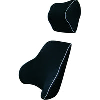Black Memory Foam Lumbar Back & Neck Pillow Support Back Cushion Office Car Seat Kings Warehouse 