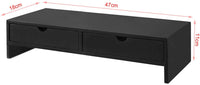 Black Monitor Stand Desk Organizer with 2 Drawers Kings Warehouse 