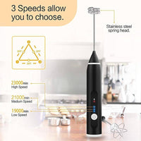 Black Rechargeable Electric Milk Frother Handheld (3 Speeds) Appliances Supplies Kings Warehouse 