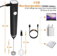 Black Rechargeable Electric Milk Frother Handheld (3 Speeds) Appliances Supplies Kings Warehouse 