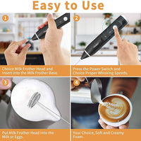 Black Rechargeable Electric Milk Frother Handheld (3 Speeds) Appliances Supplies Kings Warehouse 
