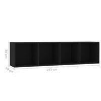 Book Cabinet/TV Cabinet Black 143x30x36 cm living room Kings Warehouse 