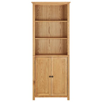 Bookcase with 2 Doors 70x30x180 cm Solid Oak Wood Kings Warehouse 