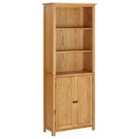 Bookcase with 2 Doors 90x30x200 cm Solid Oak Wood Kings Warehouse 
