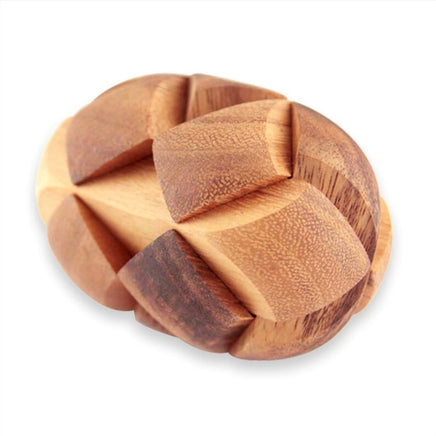 Brain teaser puzzle 3D hand made - Football round natural wood for kids or adults KingsWarehouse 