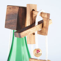 Brainteaser wine bottle mystery lock puzzle- open the lock before you can have a drink! Great party gift KingsWarehouse 