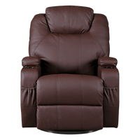 Brown Massage Sofa Chair Recliner 360 Degree Swivel PU Leather Lounge 8 Point Heated Health & Beauty > Massage Kings Warehouse 