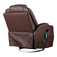 Brown Massage Sofa Chair Recliner 360 Degree Swivel PU Leather Lounge 8 Point Heated Health & Beauty > Massage Kings Warehouse 
