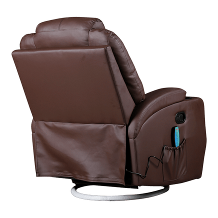 Brown Massage Sofa Chair Recliner 360 Degree Swivel PU Leather Lounge 8 Point Heated Health & Beauty > Massage Kings Warehouse 