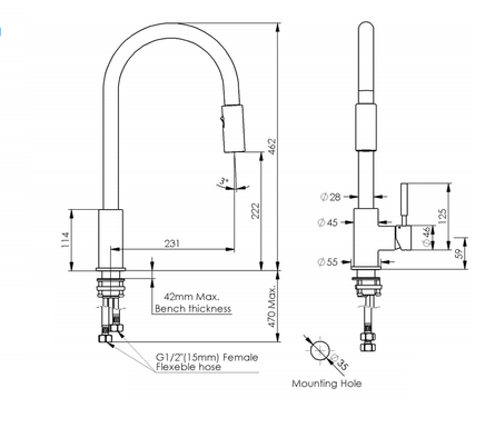 Brushed Nickel Pull out Kitchen tap solid stainless steel made Kings Warehouse 