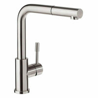 Brushed Nickel Stainless steel L shape pull out with spray function spring kitchen mixer tap faucet Stainless steel Made PVD plated Kings Warehouse 