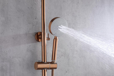 Brushed Rose Gold Copper Solid Stainless Steel 304 made shower set w diverter 200 mm head sprayer hand held head Kings Warehouse 