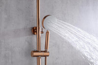 Brushed Rose Gold Copper Solid Stainless Steel 304 made shower set w diverter 200 mm head sprayer hand held head Kings Warehouse 