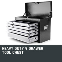 BULLET 9 Drawer Tool Box Chest Garage Storage Mechanic Organiser Toolbox Set Kings Warehouse 