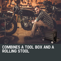 BULLET Rolling Tool Box Stool Mechanic Creeper Toolbox Seat Cushion Garage Tray Kings Warehouse 