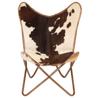 Butterfly Chair Brown and White Genuine Goat Leather Kings Warehouse 