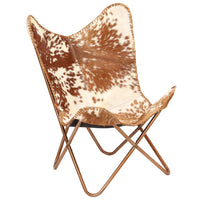 Butterfly Chair Brown and White Genuine Goat Leather Kings Warehouse 