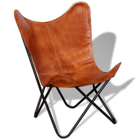 Butterfly Chair Brown Real Leather Kings Warehouse 
