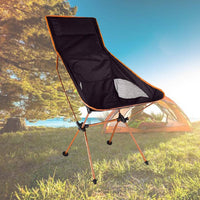 Camping Chair Folding High Back Backpacking Chair with Headrest Orange Kings Warehouse 
