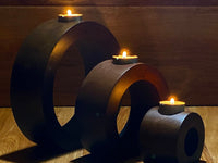 Candle holder set of 3 concentric wooden designed stye Kings Warehouse 