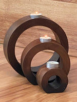 Candle holder set of 3 concentric wooden designed stye Kings Warehouse 