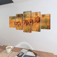 Canvas Wall Print Set Lions 100 x 50 cm 241586 Kings Warehouse 