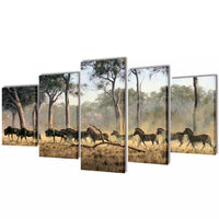 Canvas Wall Print Set Zebras 100 x 50 cm 241582 Kings Warehouse 