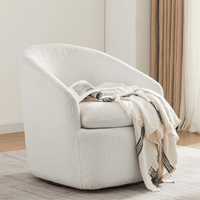 Carrie White Boucle Swivel Chair Kings Warehouse 