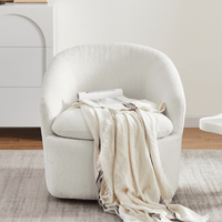 Carrie White Boucle Swivel Chair Kings Warehouse 