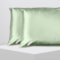 Casa Decor Luxury Satin Pillowcase Twin Pack Size With Gift Box Luxury - Sage Green Kings Warehouse 