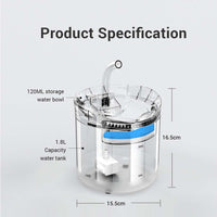 Cat Dog Water Fountain Pet Water Dispenser 1.8L Automatic Drinking Fountain for Cats Kitty Indoor Kings Warehouse 