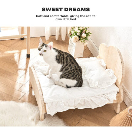 Cat Dog Wooden Bed Pet Sofa for Small Pet Wood Frame Beds With Bedding Kings Warehouse 