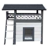 Cat House Weatherproof 2-Story Indoor Outdoor Wooden Shelter Bitumen Roof Cat Supplies Kings Warehouse 
