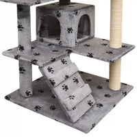 Cat Tree with Sisal Scratching Posts 125 cm Paw Prints Grey Kings Warehouse 