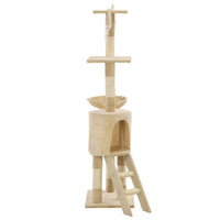 Cat Tree with Sisal Scratching Posts 138 cm Beige Kings Warehouse 